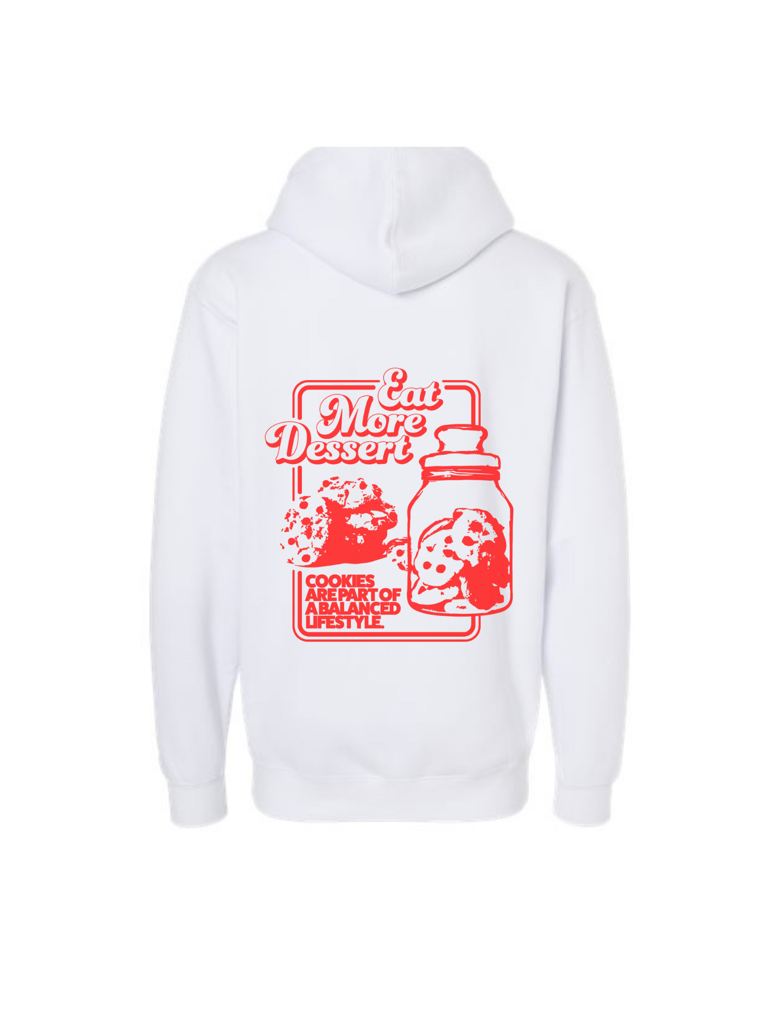 Eat More Dessert Sweatshirt – White + Red – Hot Take